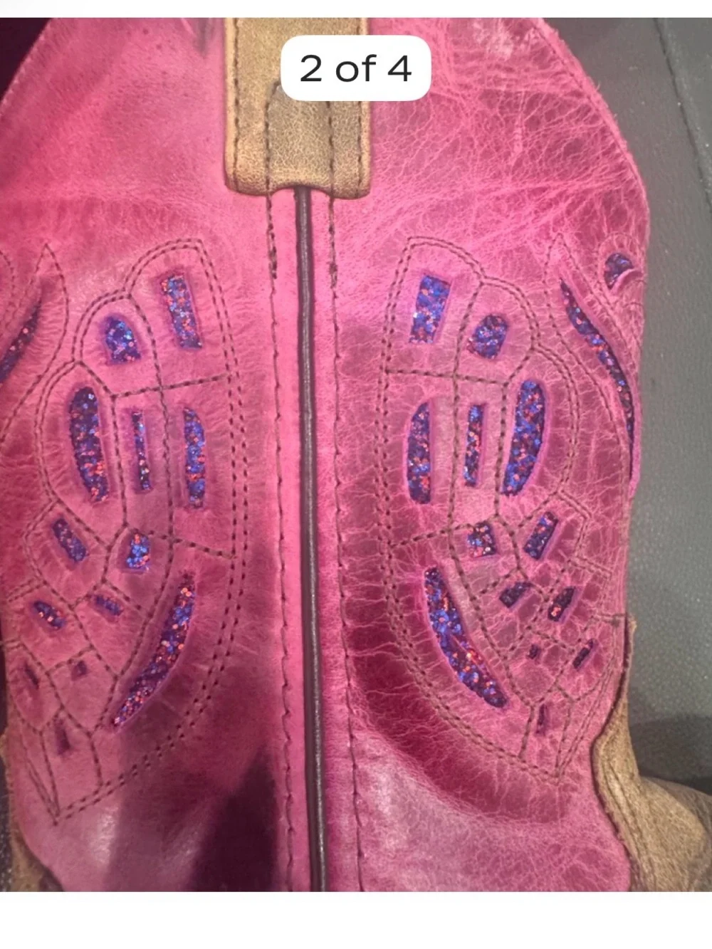 Girls Pink and Tan Glitter Western Boots